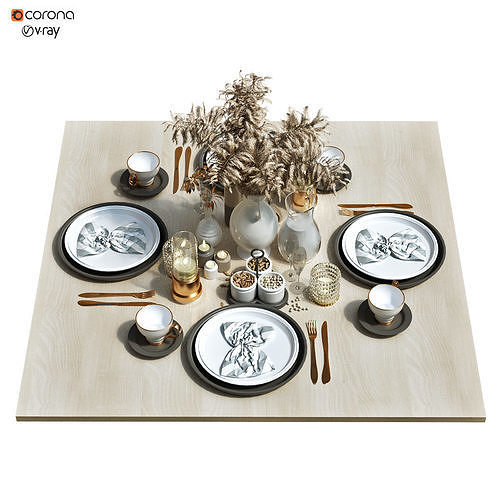 Tableware set 151 Low-poly 3D model