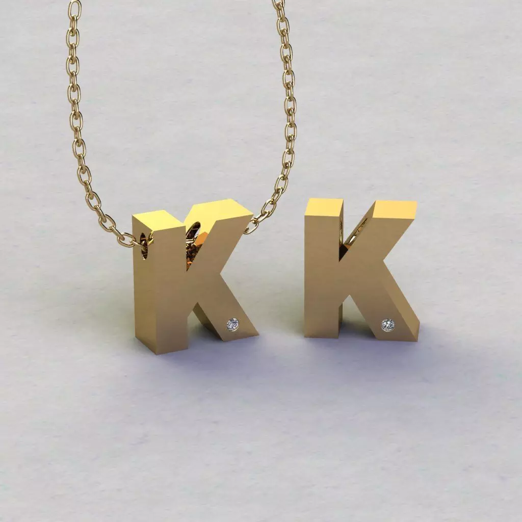  Alphabet K Pendant  3D print model_0