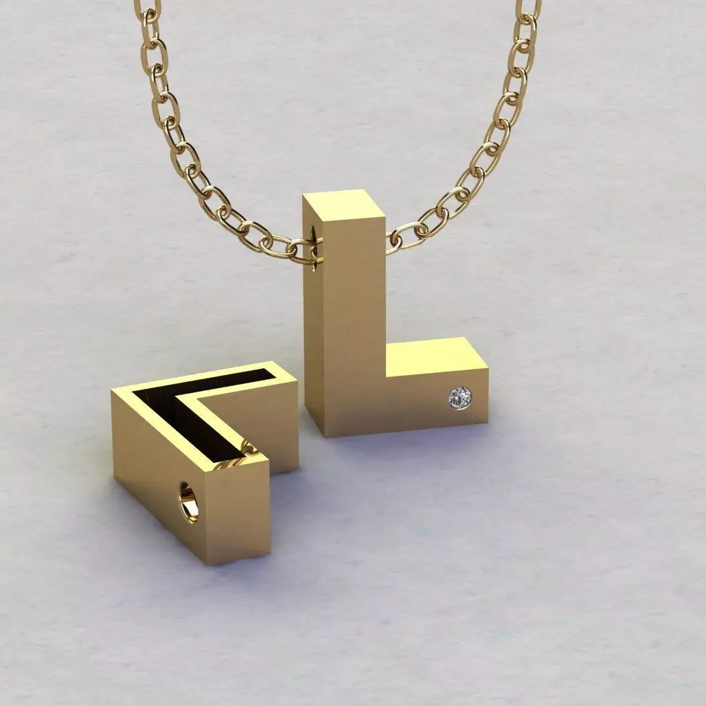 Alphabet L Pendant  3D print model_0