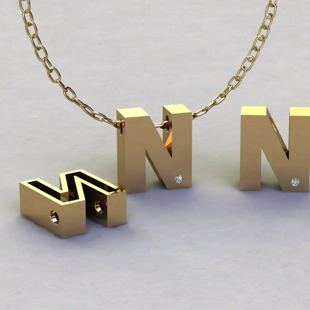 Alphabet N Pendant  3D print model_0