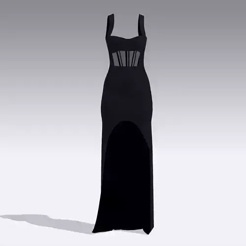 BLACK LONG ASYMETRIC DRESS 