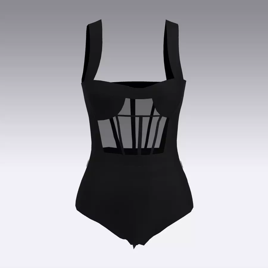 BODYSUIT BLACK KORSET BLOUSE 3D model_0