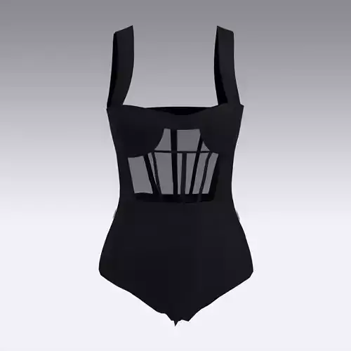 BODYSUIT BLACK KORSET BLOUSE 3D model