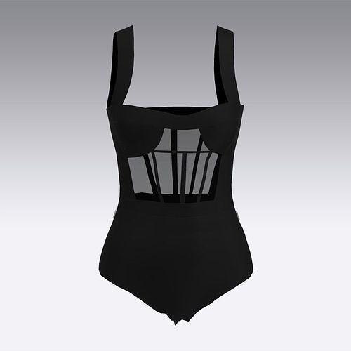 BODYSUIT BLACK KORSET BLOUSE 3D model
