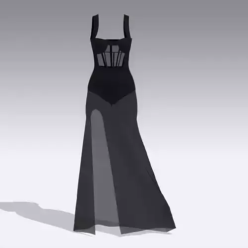 DRESS VUAL CORSET BLOUSE TRANSPARENT BLACK