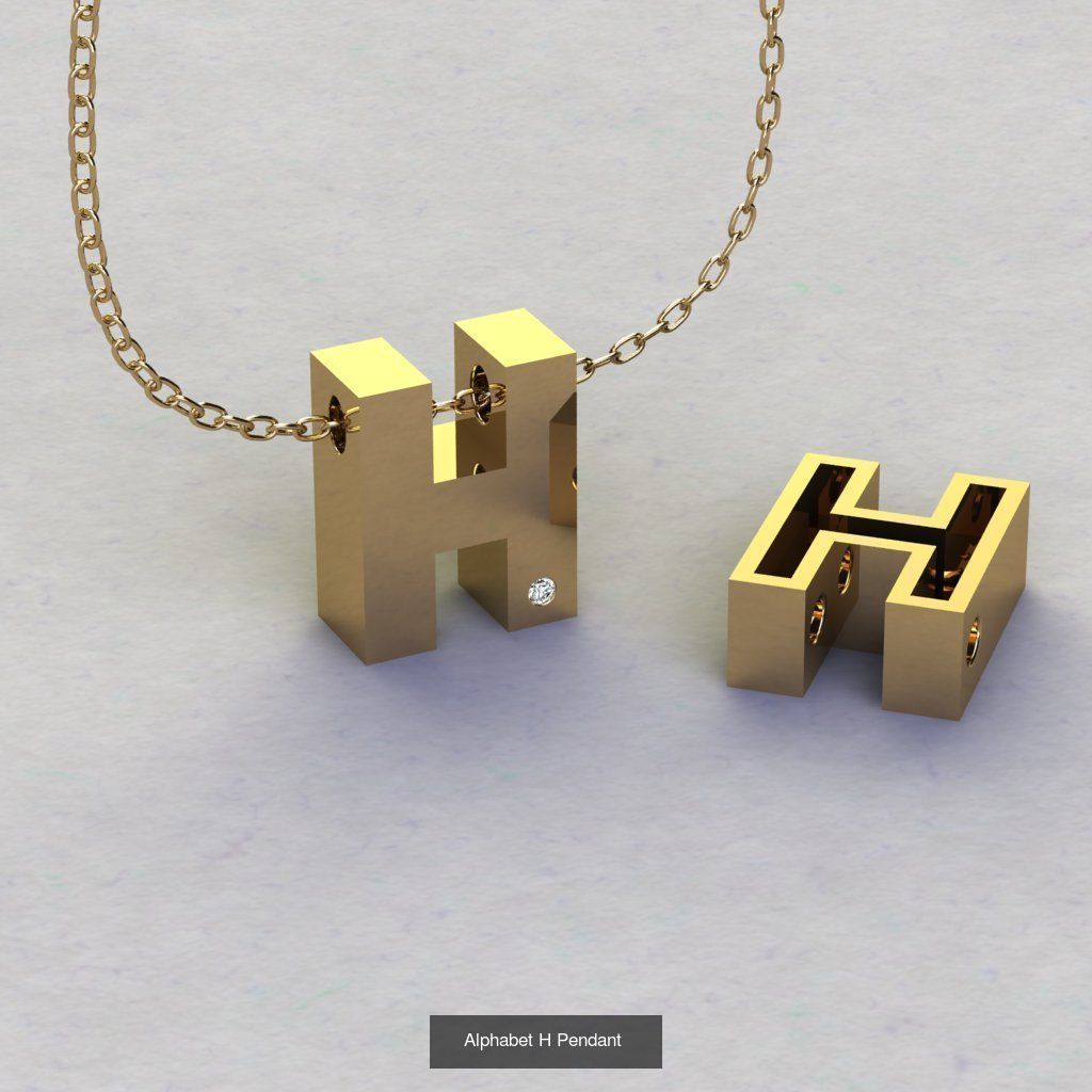 Pendant alphabet from a to z 3D print model 3D Model Collection_10