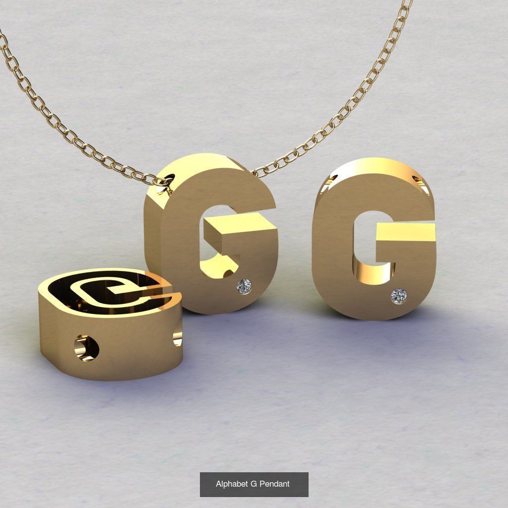 Pendant alphabet from a to z 3D print model 3D Model Collection_9