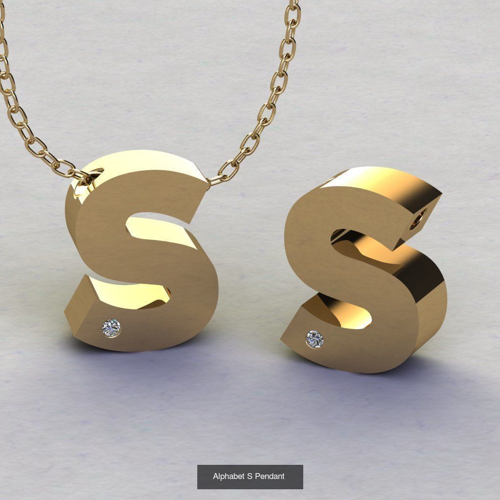 Pendant alphabet from a to z 3D print model 3D Model Collection_19