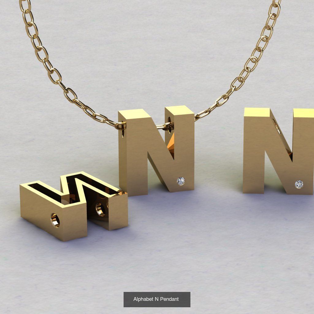 Pendant alphabet from a to z 3D print model 3D Model Collection_16