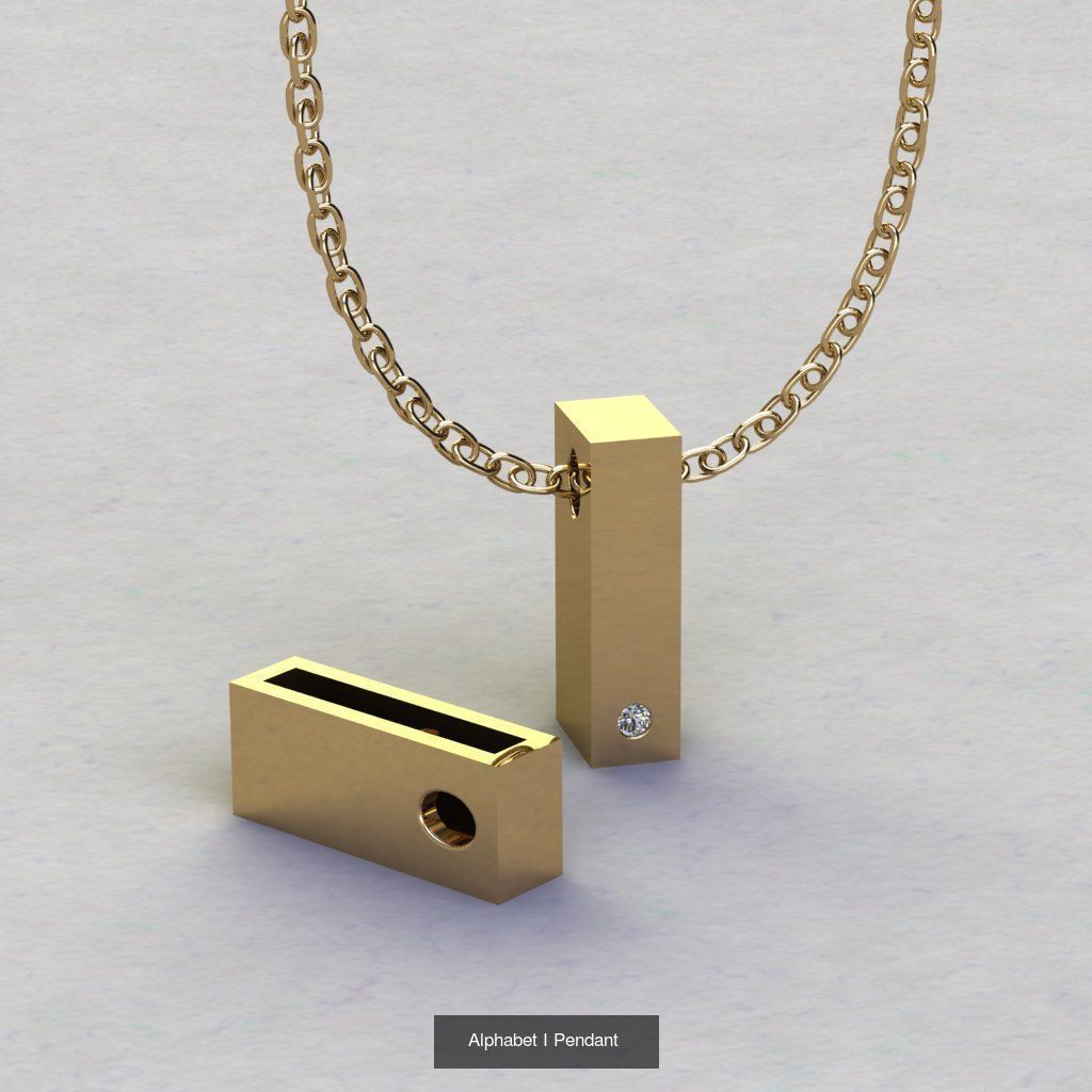 Pendant alphabet from a to z 3D print model 3D Model Collection_11