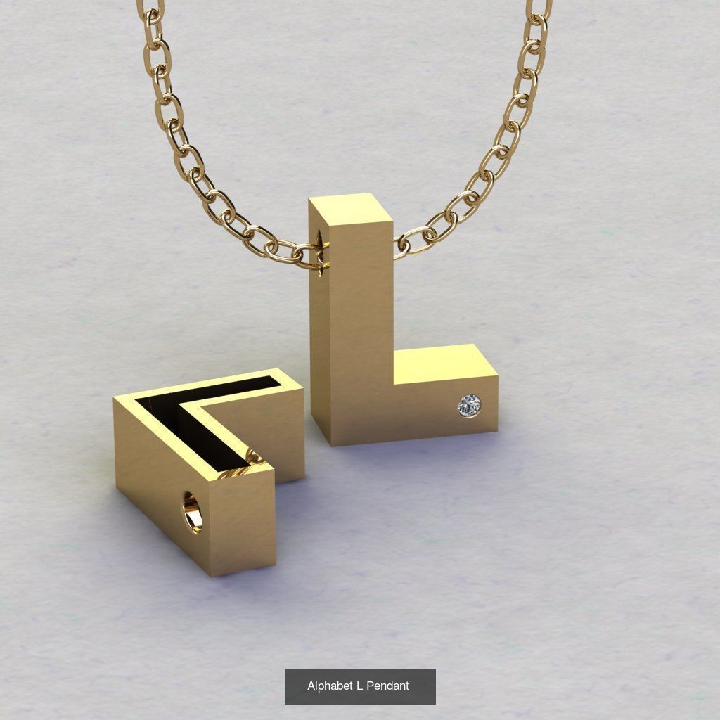 Pendant alphabet from a to z 3D print model 3D Model Collection_14