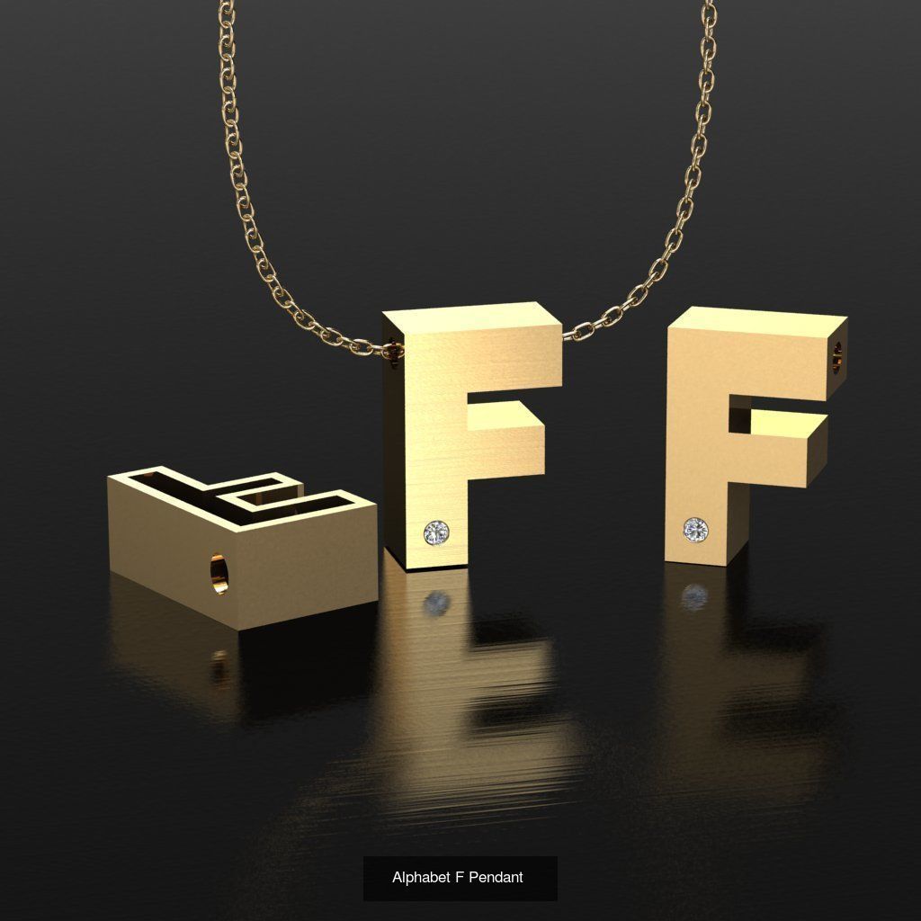 Pendant alphabet from a to z 3D print model 3D Model Collection_8