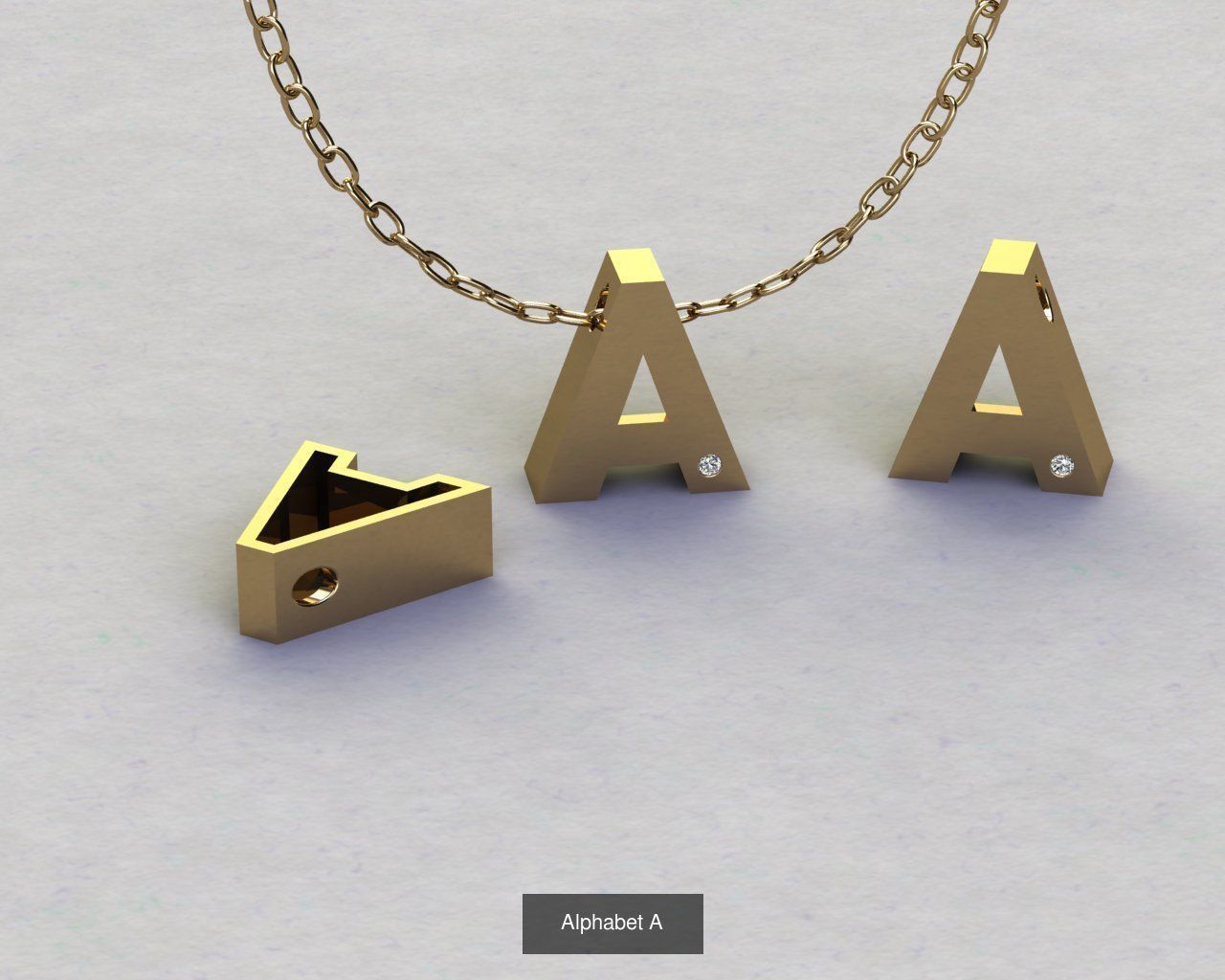 Pendant alphabet from a to z 3D print model 3D Model Collection_3