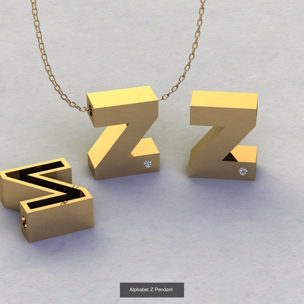 Pendant alphabet from a to z 3D print model 3D Model Collection_25