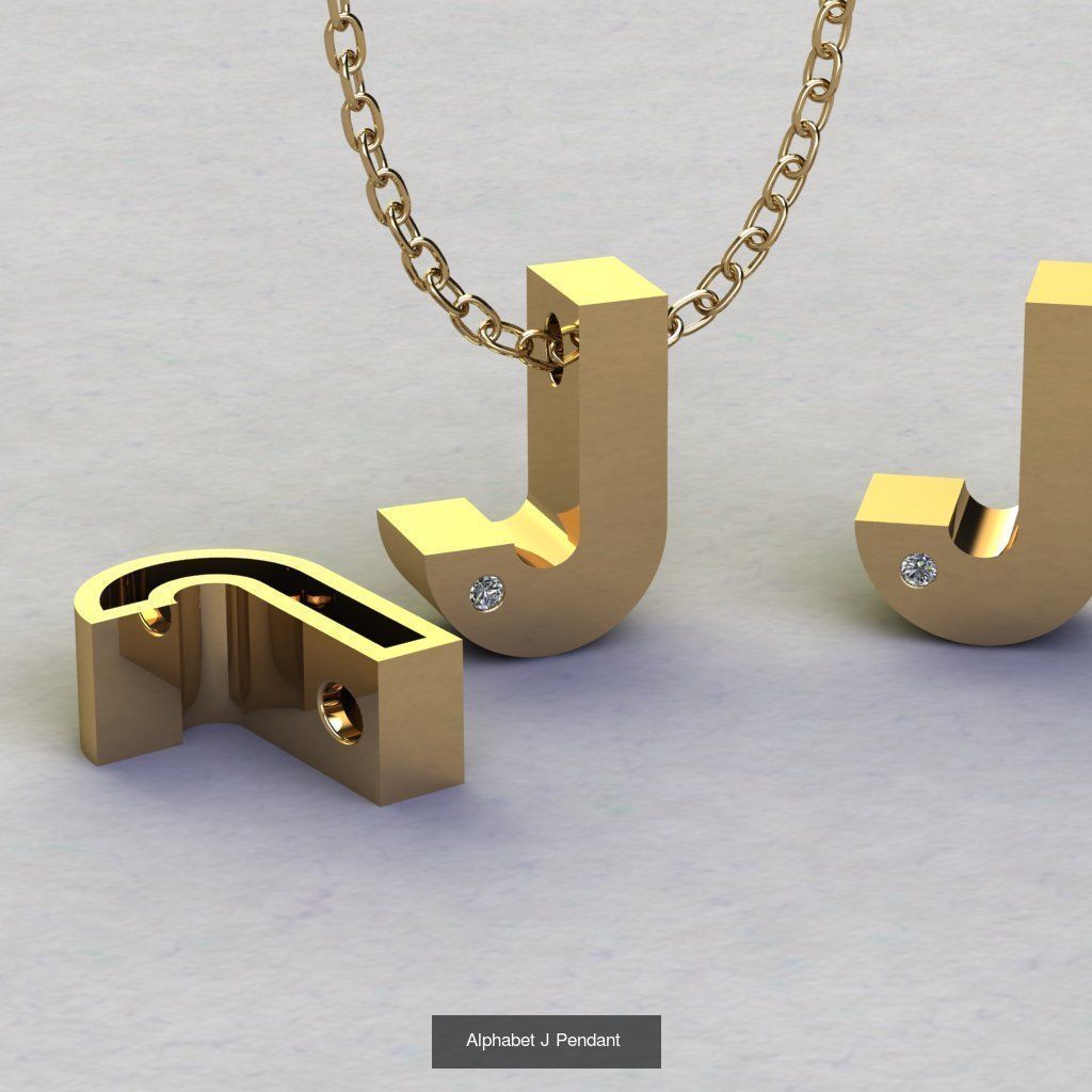 Pendant alphabet from a to z 3D print model 3D Model Collection_12