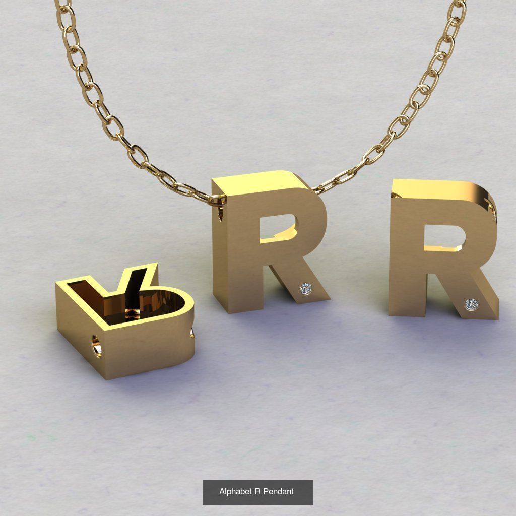 Pendant alphabet from a to z 3D print model 3D Model Collection_18