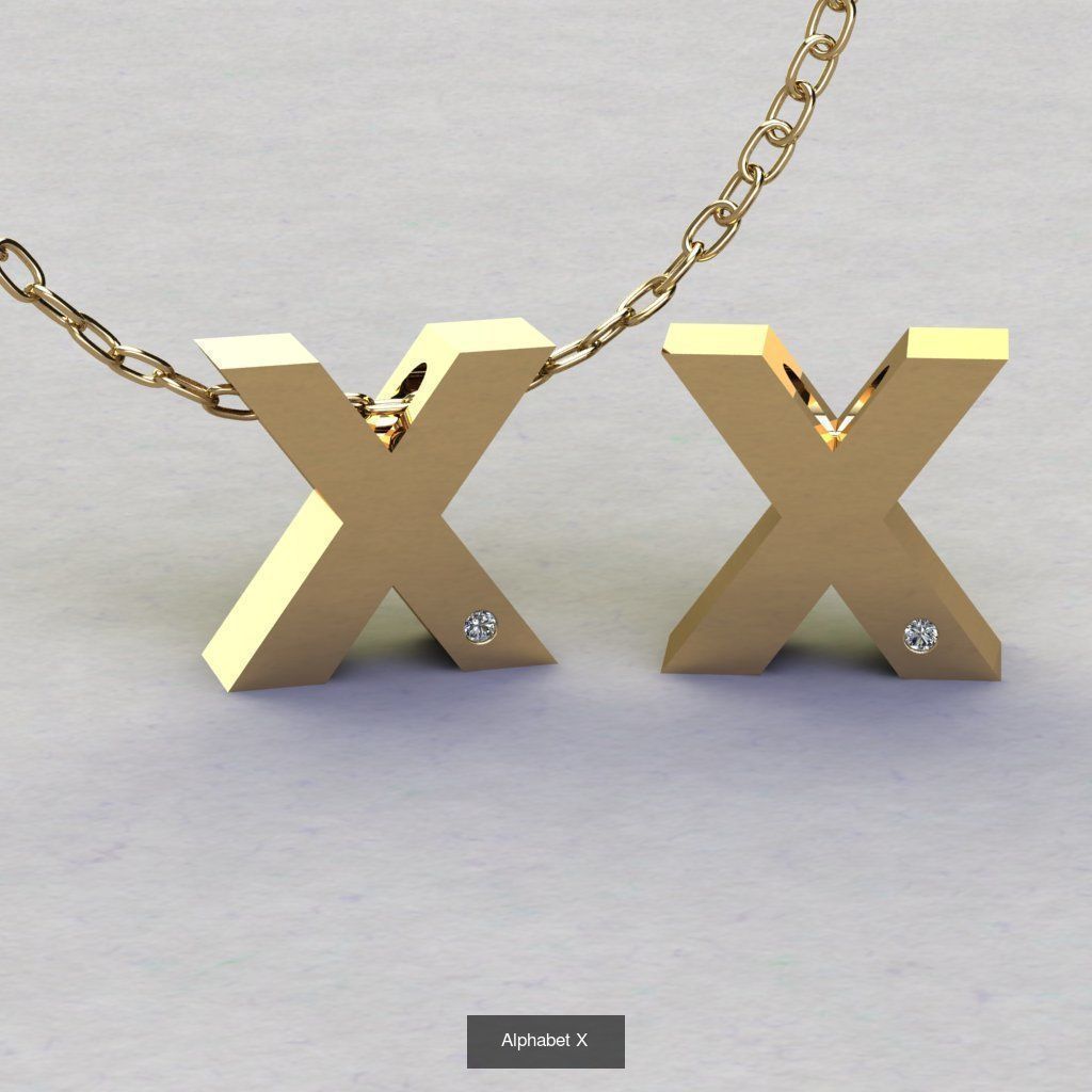 Pendant alphabet from a to z 3D print model 3D Model Collection_23