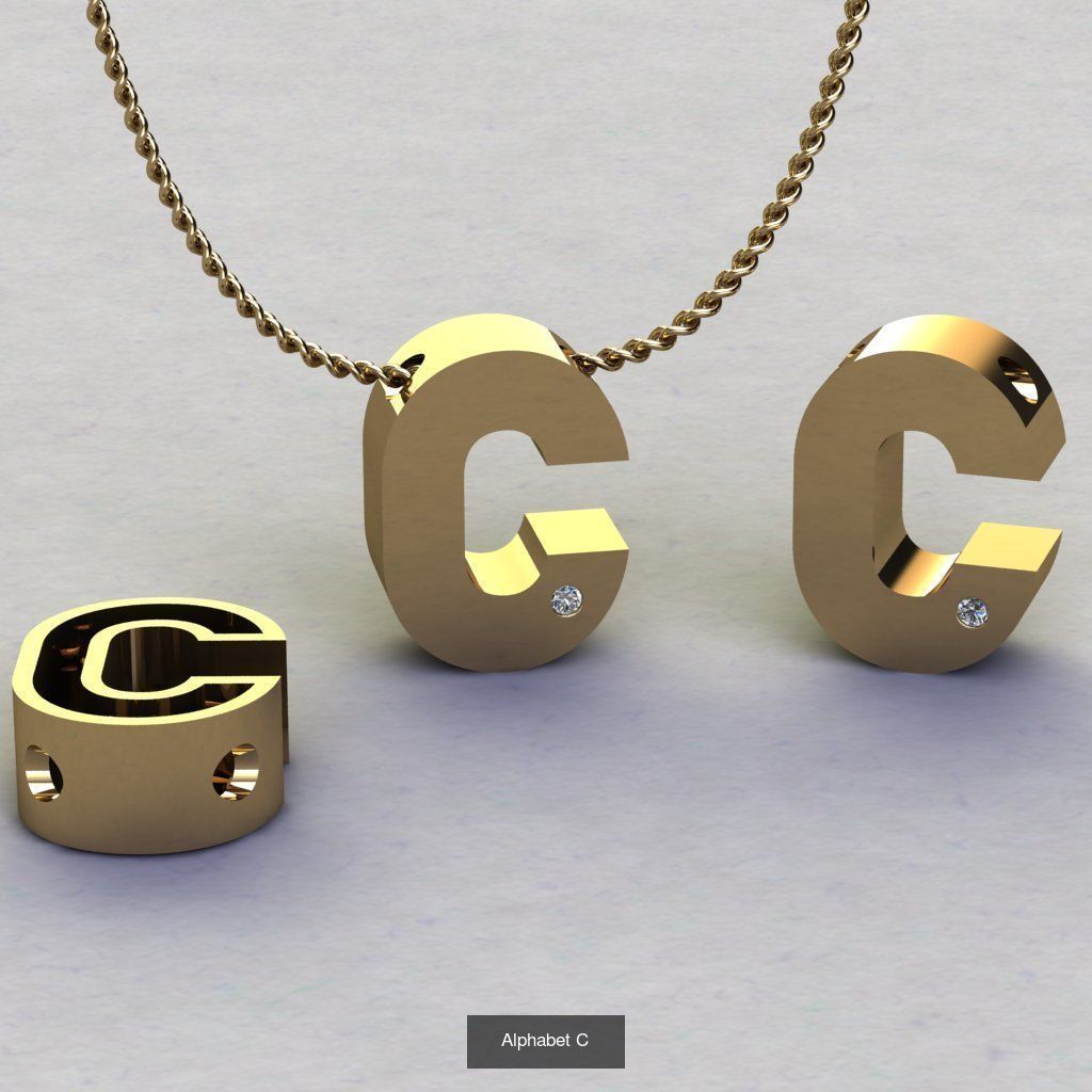 Pendant alphabet from a to z 3D print model 3D Model Collection_5
