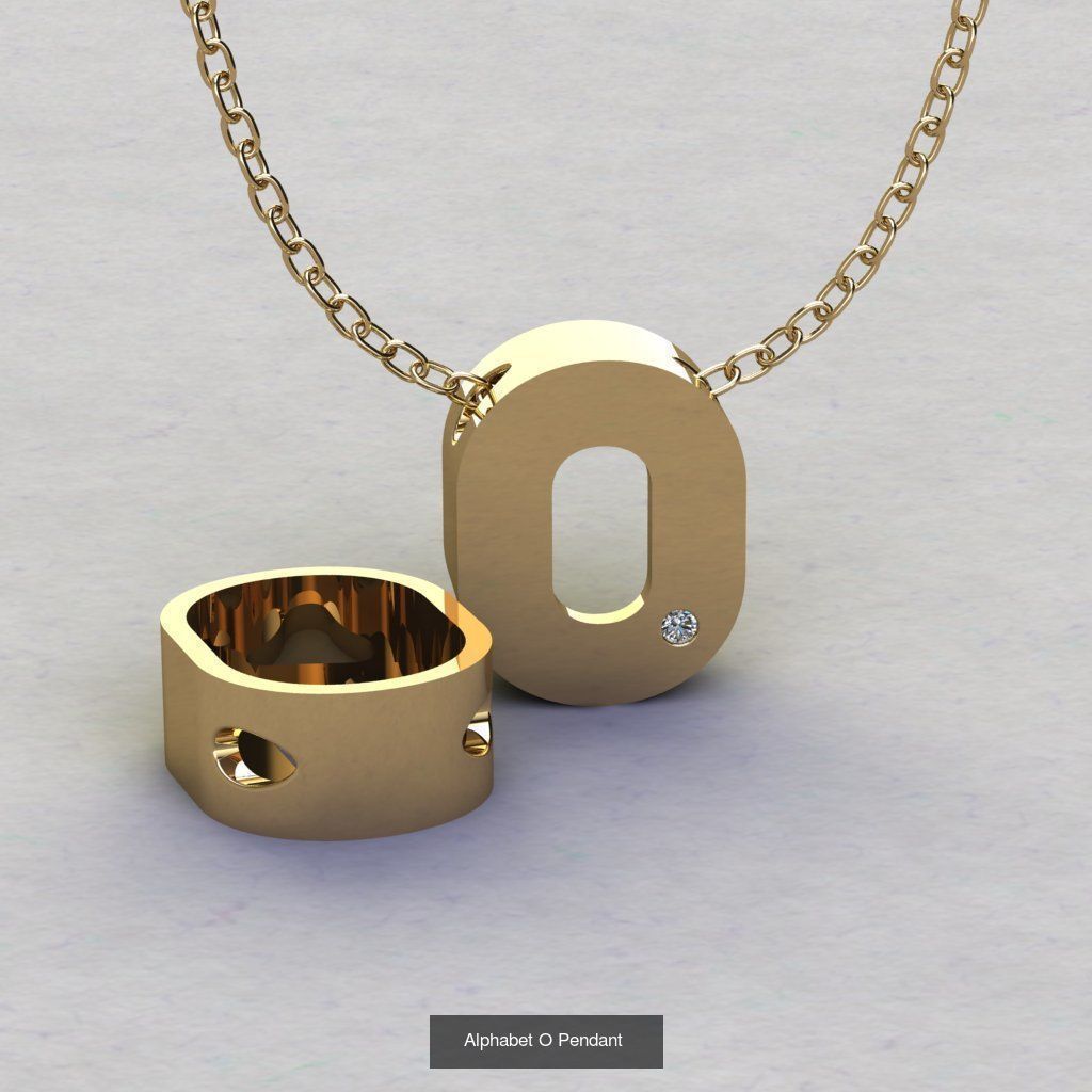 Pendant alphabet from a to z 3D print model 3D Model Collection_17