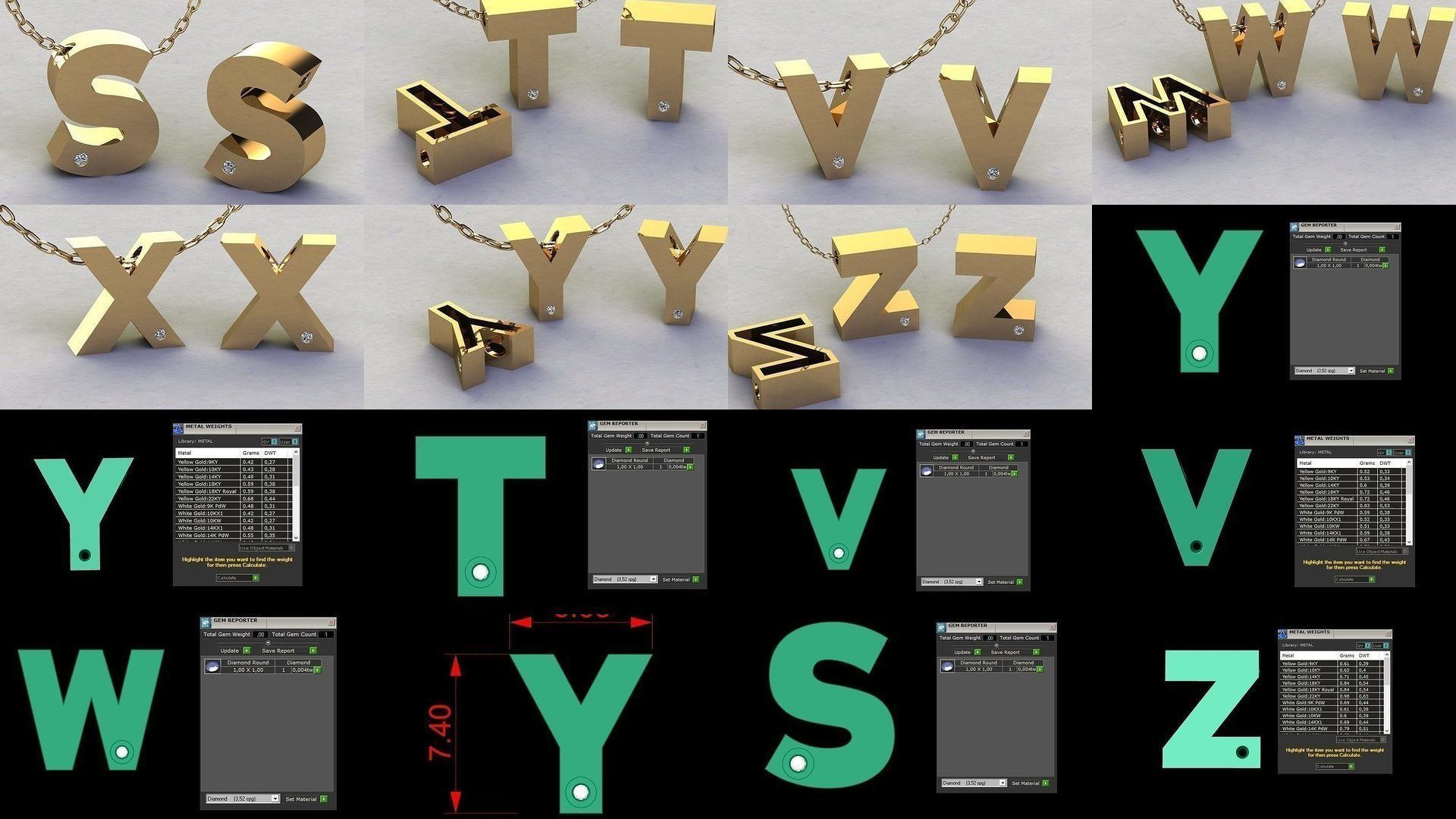 Pendant alphabet from a to z 3D print model 3D Model Collection_1