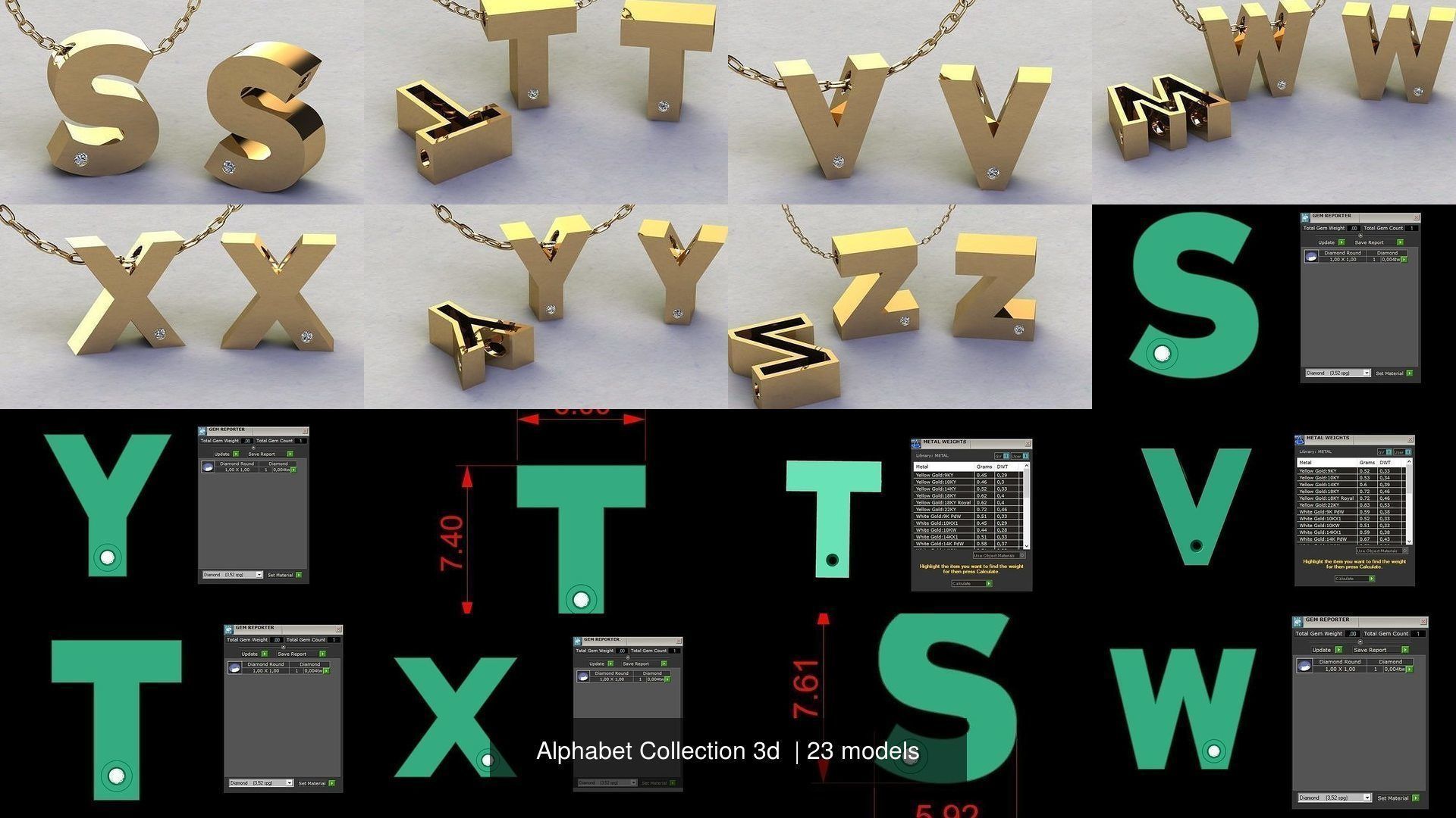 Pendant alphabet from a to z 3D print model 3D Model Collection_2