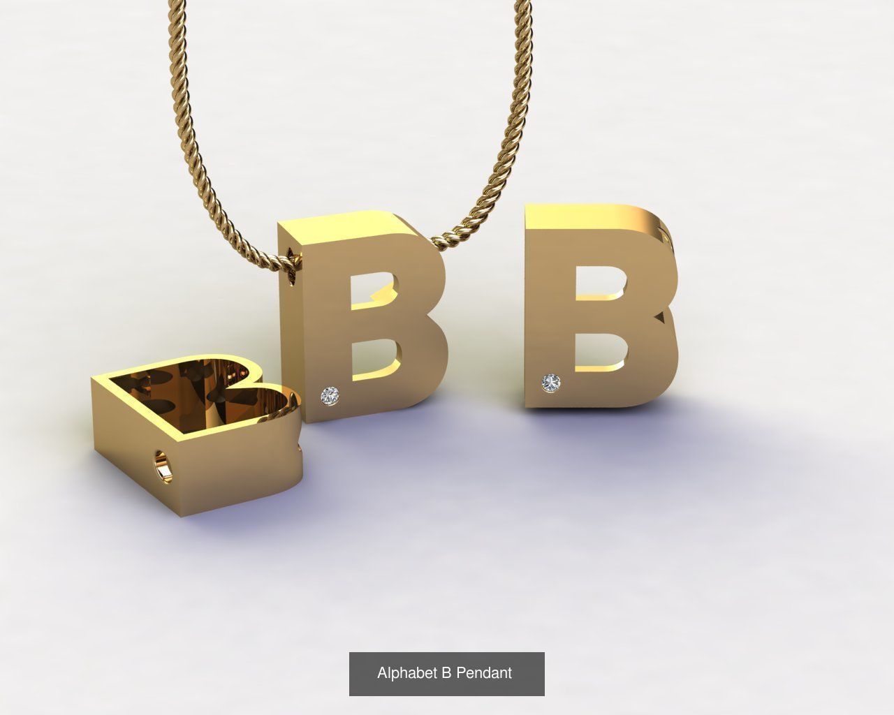 Pendant alphabet from a to z 3D print model 3D Model Collection_4
