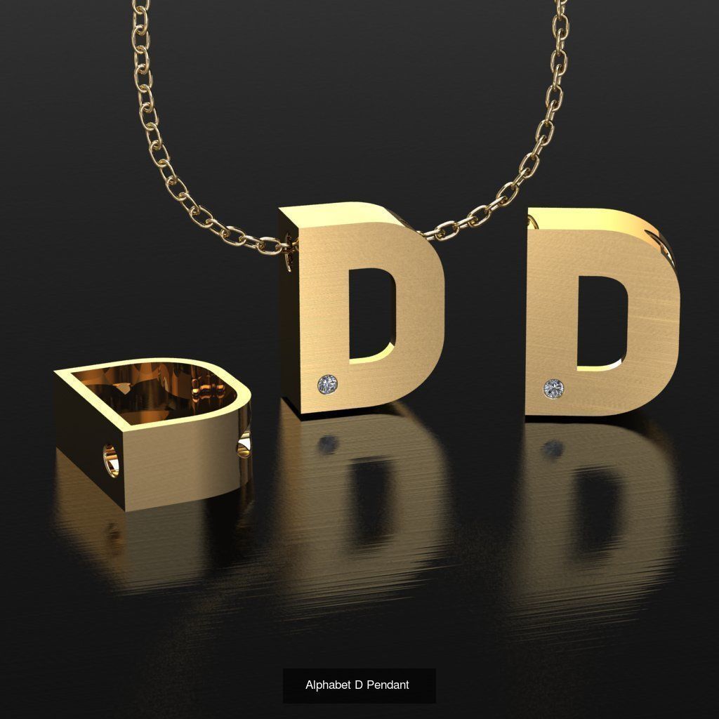 Pendant alphabet from a to z 3D print model 3D Model Collection_6