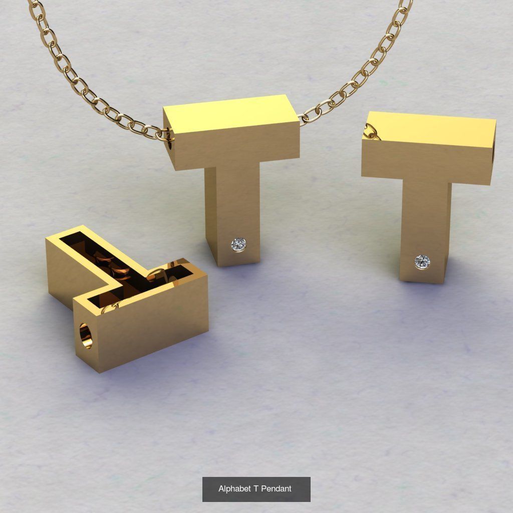 Pendant alphabet from a to z 3D print model 3D Model Collection_20