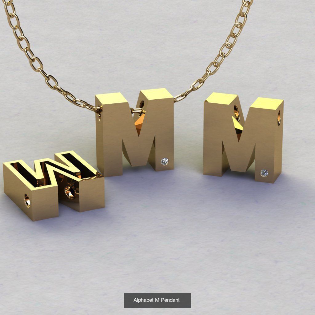 Pendant alphabet from a to z 3D print model 3D Model Collection_15