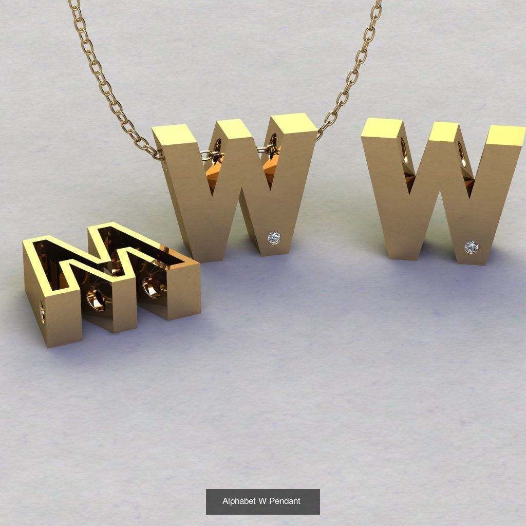 Pendant alphabet from a to z 3D print model 3D Model Collection_22