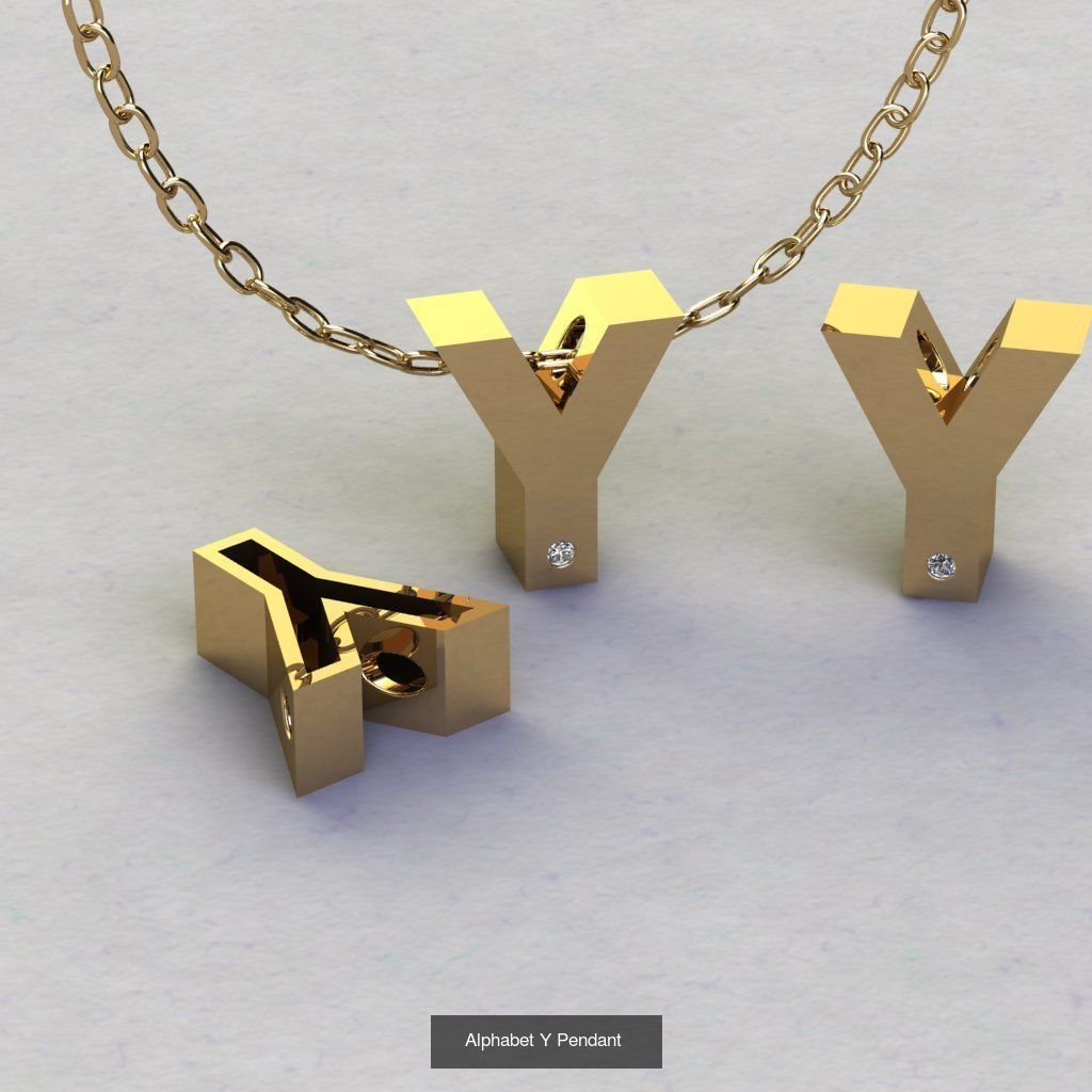 Pendant alphabet from a to z 3D print model 3D Model Collection_24