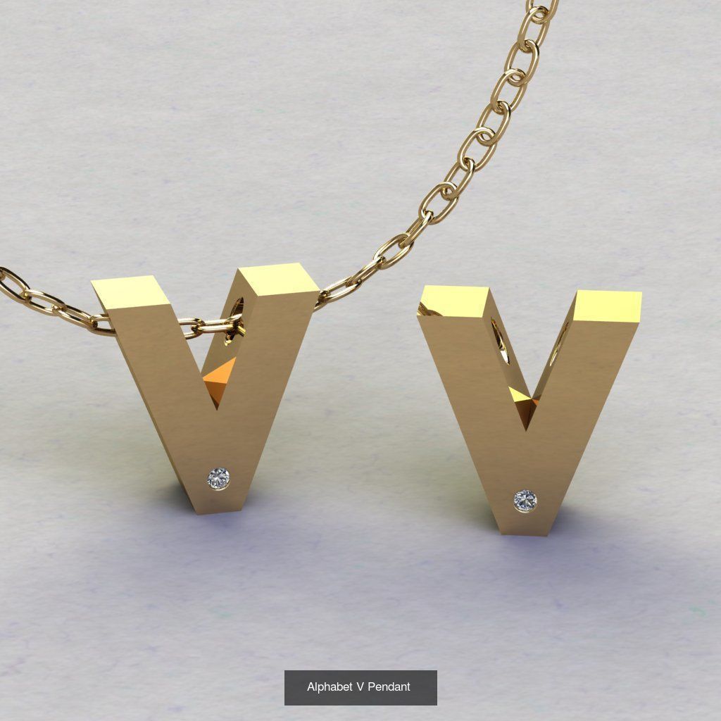 Pendant alphabet from a to z 3D print model 3D Model Collection_21