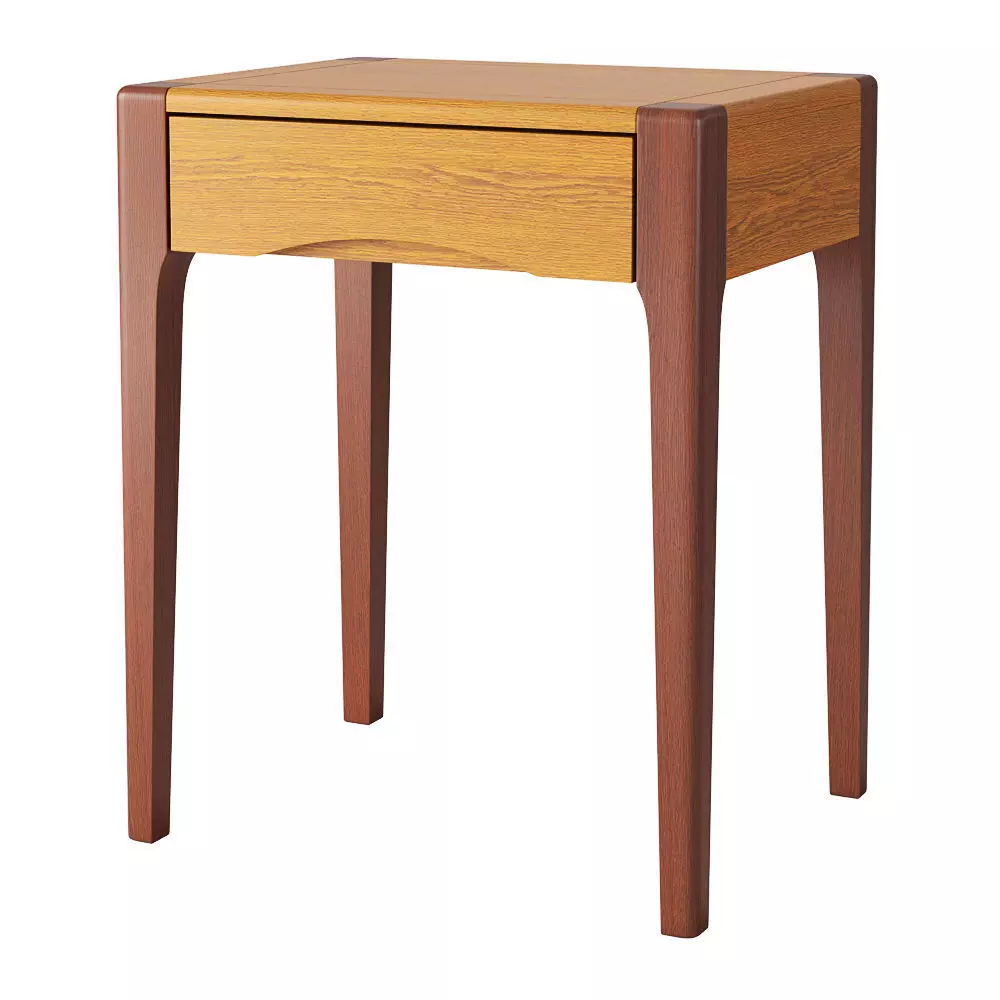 Zara oak bedside table with drawer 3D model_0