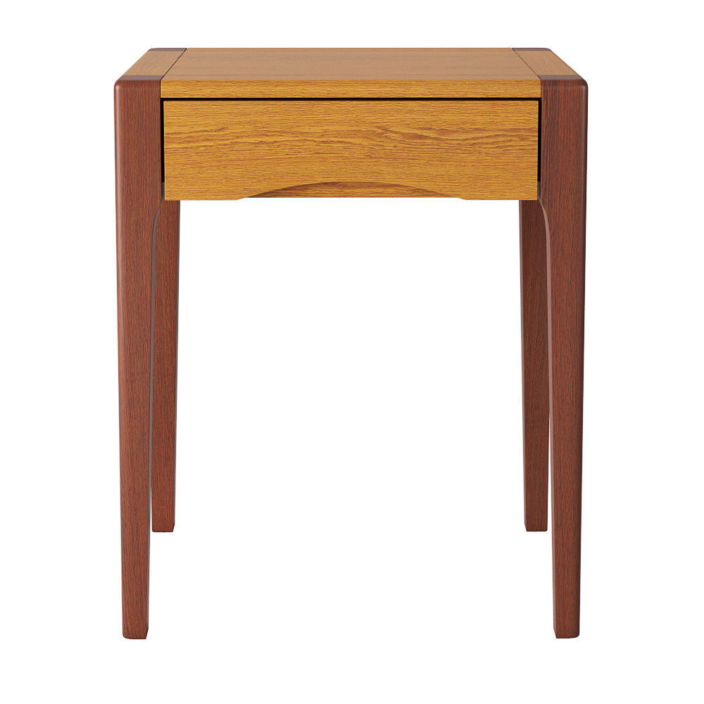 Zara oak bedside table with drawer 3D model_1