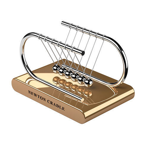 NewtonCradle05 golden sphere with four balls 3D model