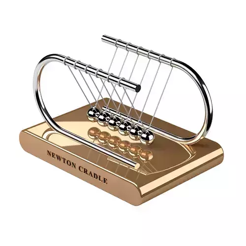 NewtonCradle05 golden sphere with four balls 3D model