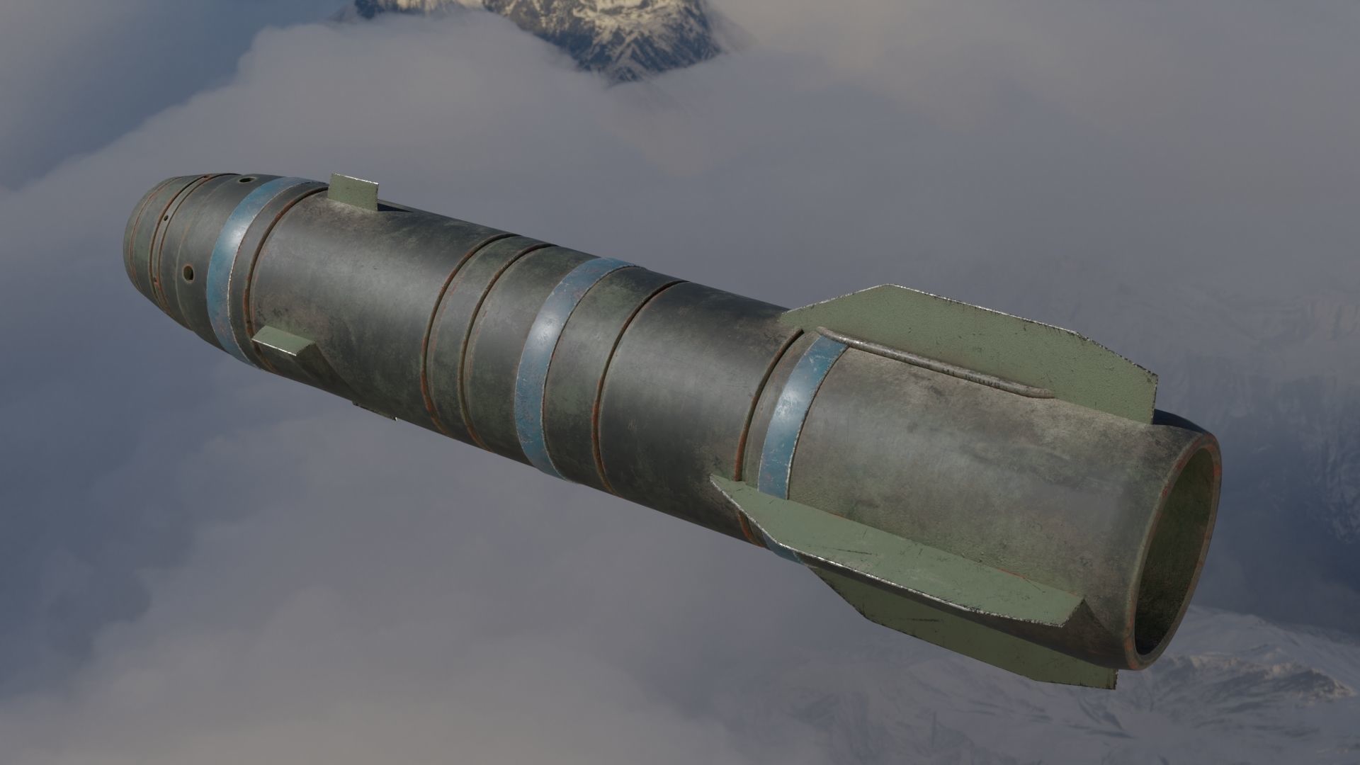 Rocket missile flying in sky Low-poly 3D model_6