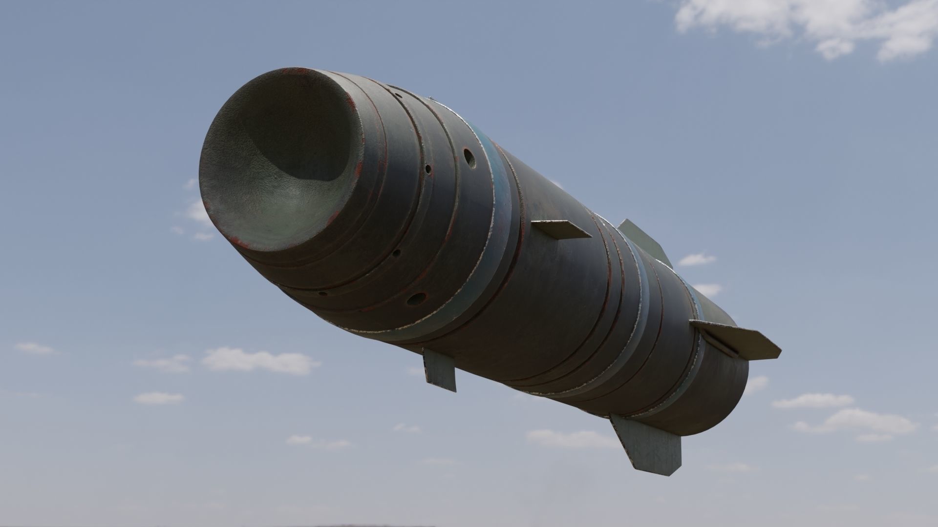 Rocket missile flying in sky Low-poly 3D model_3