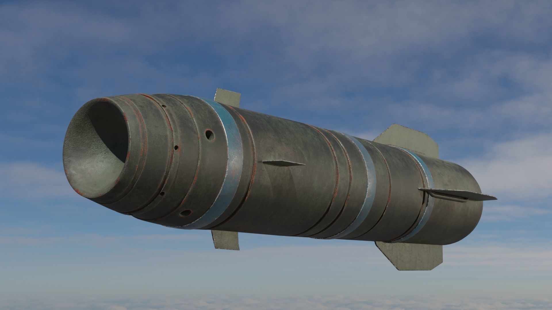 Rocket missile flying in sky Low-poly 3D model_4