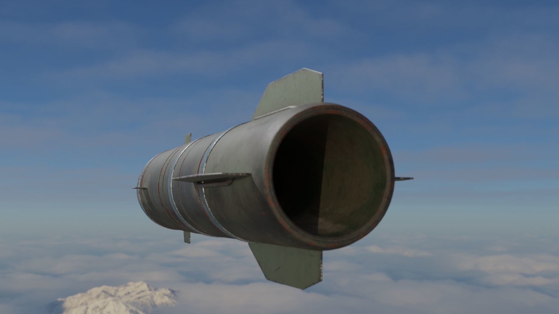 Rocket missile flying in sky Low-poly 3D model_2