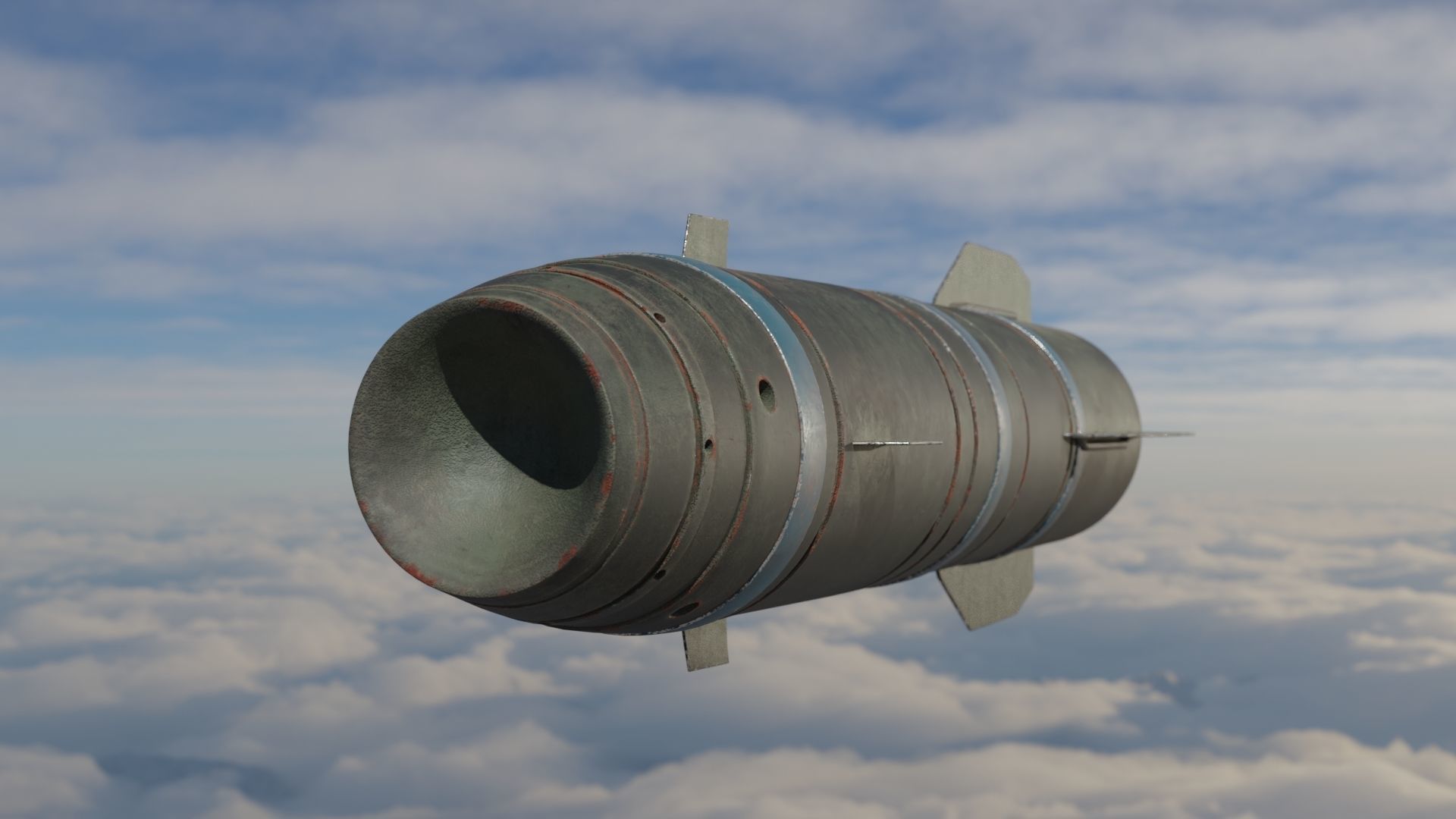 Rocket missile flying in sky Low-poly 3D model_15
