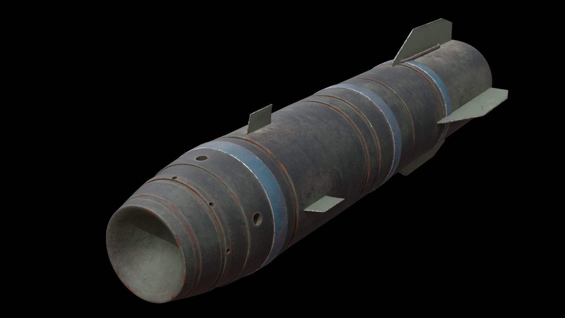 Rocket missile flying in sky Low-poly 3D model_18