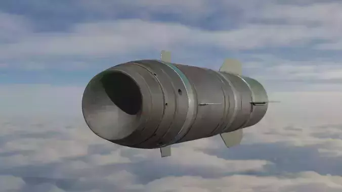 Rocket missile flying in sky Low-poly 3D model