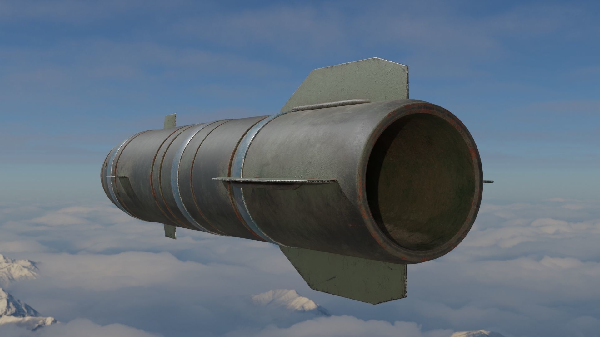 Rocket missile flying in sky Low-poly 3D model_5