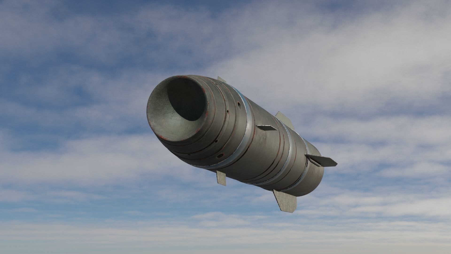 Rocket missile flying in sky Low-poly 3D model_7