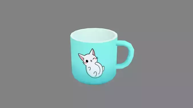 Cartoon blue kitten cup - coffee cup - water cup