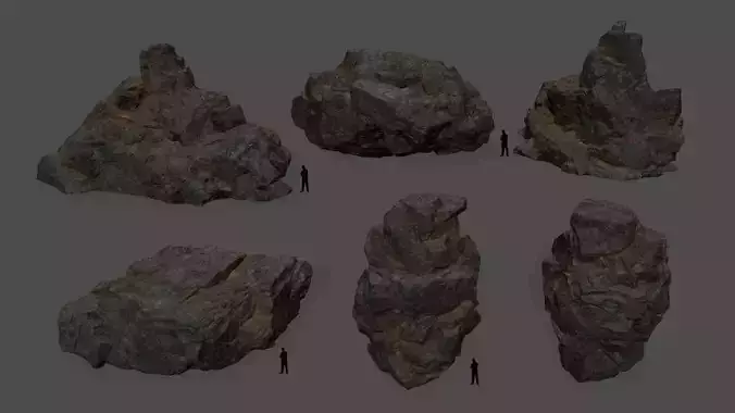 volcanic rocks Low-poly 3D model