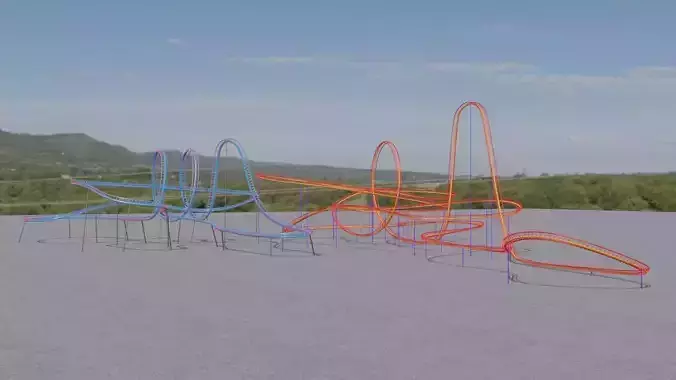 TWO Rollercoaster 3D Model Collection