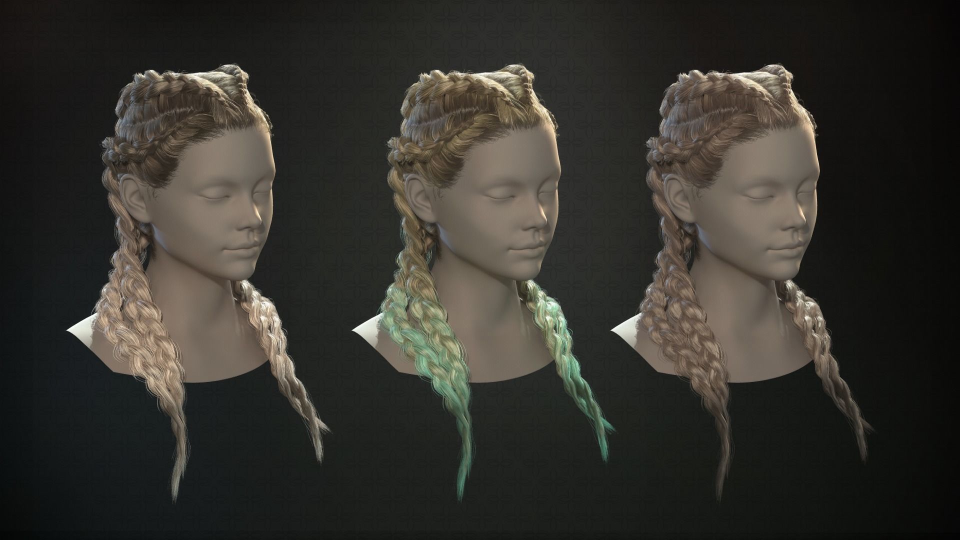 Realtime Braids Low-poly 3D model_1