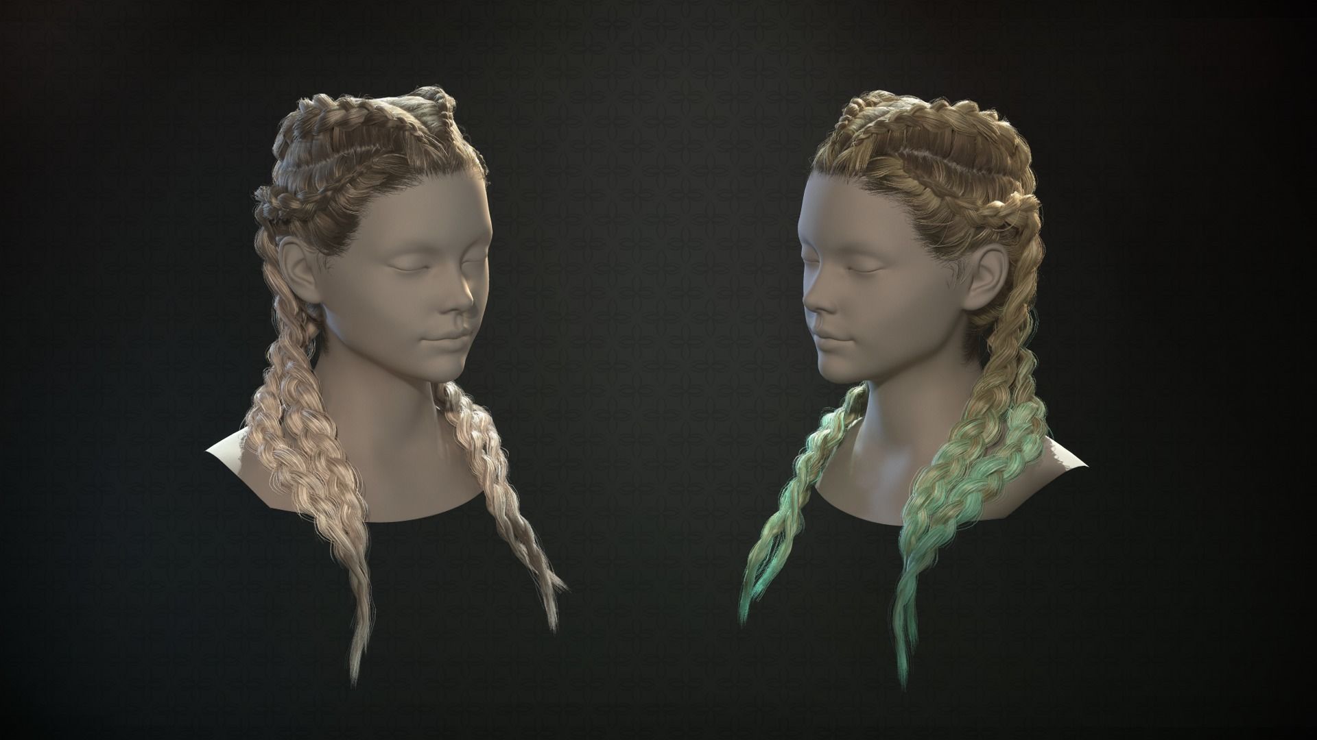 Realtime Braids Low-poly 3D model_5
